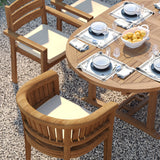 Teak Round to Oval 120cm-170cm Extending Table with 4 Marlow Stacking Chairs & 2 San Francisco Chairs – Teak Garden Dining Set