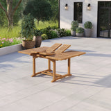 Teak garden furniture 120-170cm square to rectangular extendable table 4cm top.
