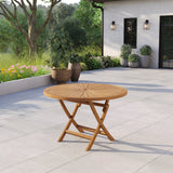Tavolo pieghevole rotondo Sunshine da 120 cm in legno di teak con piano da 4 cm