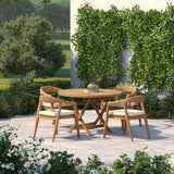 Teakholz-Set: 120 cm Sunshine Klapptisch 4 cm Tischplatte und 4 Sydney-Stühlen – modernes Teakholz-Outdoor-Möbelset