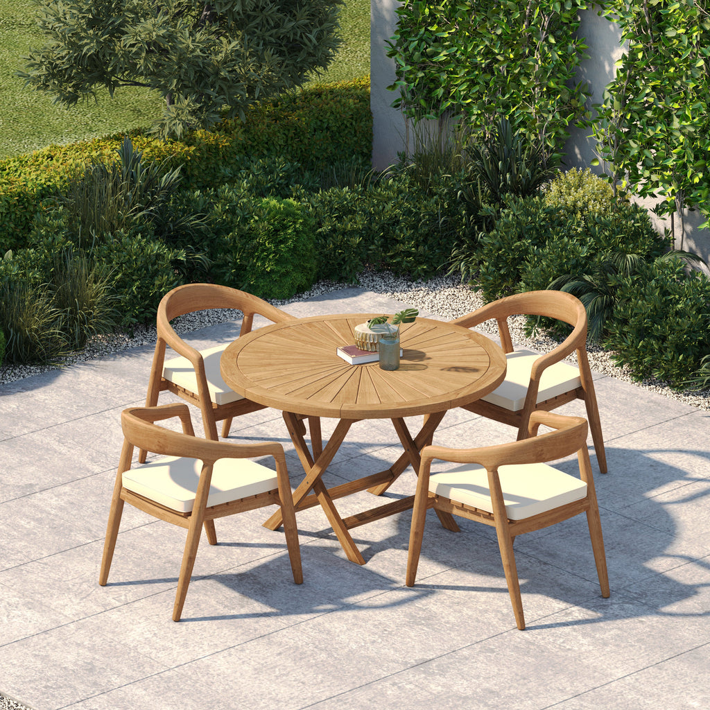 120 cm Sunshine Klapptisch 4 cm Tischplatte und 4 Sydney-Stühlen