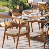 Teak 180-240cm Oval Extending Table 4cm Top with 8 Sydney Chairs – Teak Garden Dining Set