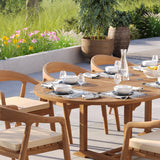 Teak 180-240cm Oval Extending Table 4cm Top with 8 Sydney Chairs – Teak Garden Dining Set