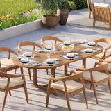 Teak 180-240cm Oval Extending Table 4cm Top with 8 Sydney Chairs – Teak Garden Dining Set