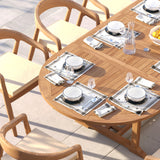 Teak 180-240cm Oval Extending Table 4cm Top with 8 Sydney Chairs – Teak Garden Dining Set