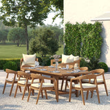 Teak Rectangle 180-240cm Extending Table 4cm Top with 8 Sydney Chairs – Timeless Teak Outdoor Garden Set