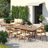 Teak Rectangle 180-240cm Extending Table 4cm Top with 8 Sydney Chairs – Timeless Teak Outdoor Garden Set