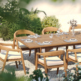 Teak Rectangle 180-240cm Extending Table 4cm Top with 8 Sydney Chairs – Timeless Teak Outdoor Garden Set