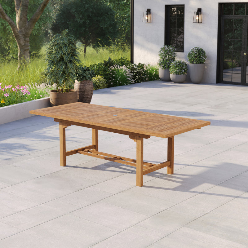 Teakholz Gartentisch – ausziehbar, rechteckig, 180–240 cm, 4 cm Tischp