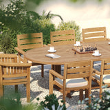 Teak 180–240cm Oval Extending Table with 6 Marlow Stacking Chairs & 2 San Francisco Chairs – Teak Garden Dining Set