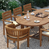 Teak 180–240cm Oval Extending Table with 6 Marlow Stacking Chairs & 2 San Francisco Chairs – Teak Garden Dining Set