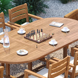 Teak 180–240cm Oval Extending Table with 6 Marlow Stacking Chairs & 2 San Francisco Chairs – Teak Garden Dining Set