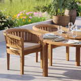 Set da pranzo in teak composto da un tavolo rotondo Maximus da 180 cm con 4 sedie San Francisco e 2 panche San Francisco – Set da pranzo da giardino contemporaneo in teak