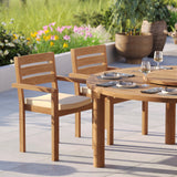 Teakholz Set 180 cm Maximus Rundtisch mit 8 Marlow Stapelstühle – Teakholz Outdoor Dining Set
