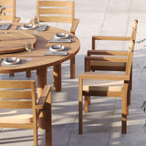 Teakholz Set 180 cm Maximus Rundtisch mit 8 Marlow Stapelstühle – Teakholz Outdoor Dining Set
