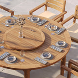 Teakholz Set 180 cm Maximus Rundtisch mit 8 Marlow Stapelstühle – Teakholz Outdoor Dining Set