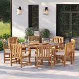 Set da pranzo in teak composto da un tavolo rotondo fisso Maximus da 180 cm e 8 sedie Warwick – Elegante set da giardino in teak
