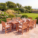 Teak 180-240cm Rectangle Extending Table 4cm Top (8 Warwick Chairs) Cushions Included - Premium Teak Outdoor Dining Set - UK and Ireland garden setting - image 4