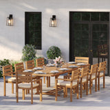 Teak Set 200–300cm Rectangle Extending Table 4cm Top with 10 Marlow Stacking Chairs – Teak Garden Dining Set
