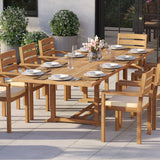 Teak Set 200–300cm Rectangle Extending Table 4cm Top with 10 Marlow Stacking Chairs – Teak Garden Dining Set