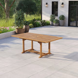 Tuinmeubelen van teakhout: rechthoekige uitschuifbare tafel van 200-300 cm.