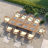 Teak Set 200-300cm Rectangle Extending Table 4cm Top with 10 Sydney Chairs – Premium European Garden Dining Set