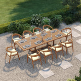 Teak Set 200-300cm Rectangle Extending Table 4cm Top with 10 Sydney Chairs – Premium European Garden Dining Set
