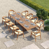 Teak Set 200-300cm Rectangle Extending Table 4cm Top with 10 Sydney Chairs – Premium European Garden Dining Set
