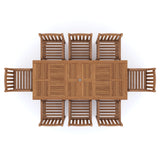 Mobiliario de jardín de teca Mesa extensible rectangular de 180-240 cm con tablero de 4 cm (con 8 sillas Warwick) incluidos cojines.