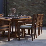 Teak 180cm to 240cm Oval Extending Table with 6 Henley Stacking Chairs & 2 Francisco Chairs