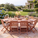 Teak Oval 180-240cm Extending Table 4cm Top (8 Hampton Chairs) - Premium Teak Outdoor Dining Set - UK and Ireland garden setting - image 3