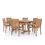 Set di mobili da giardino in teak 2m Sunshine Tavolo 4cm Top (con 6 sedie Henley) Compresi i cuscini.