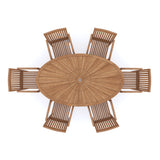 Set di mobili da giardino in teak 2m Sunshine Tavolo 4cm Top (con 6 sedie Henley) Compresi i cuscini.