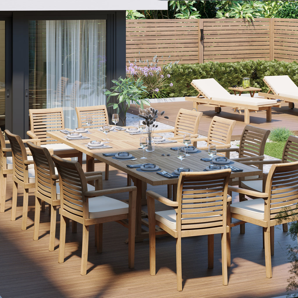 Teakholz Gartenmöbel-Set – ausziehbarer rechteckiger Gartentisch Giant
