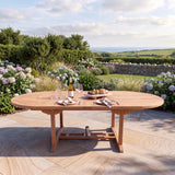 Teak Garden Furniture Oval 180-240cm Extending Table 4cm Top - Premium Teak Outdoor Dining Table - UK and Ireland garden setting - image 3