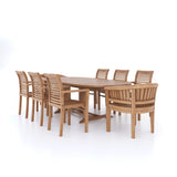 Teak garden furniture 180-240cm extendable table 4cm top (6 Oxford stacking chairs 2 San Francisco chairs) Including cushions.