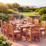 Teak 180-240cm Rectangle Extending Table 4cm Top (8 Warwick Chairs) Cushions Included - Premium Teak Outdoor Dining Set - UK and Ireland garden setting - image 1