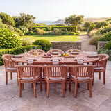 Teak Set Oval 2-3m Extending Table 4cm Top (8 San Francisco Chairs) Cushions included- Contemporary Teak Garden Furniture Set for Alfresco Living - UK and Ireland garden setting - image 3