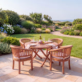 Teak Set 120cm Round Folding Spiral Table (4 San Francisco Chairs) - Elegant Teak Outdoor Dining Set - UK and Ireland garden setting - image 2