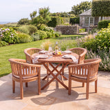 Teak Set 120cm Round Folding Sunshine Table with 4 San Francisco Chairs - Premium Folding Teak Outdoor Dining Set - UK and Ireland garden setting - image 2