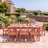 Teak 180-240cm Rectangle Extending Table 4cm Top (8 Warwick Chairs) Cushions Included - Premium Teak Outdoor Dining Set - UK and Ireland garden setting - image 3