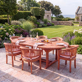 Teak Set Oval 180-240cm Extending Table 4cm Top (6 San Francisco Chairs) Cushions included - Contemporary Teak Garden Furniture Set - UK and Ireland garden setting - image 2