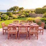 Teak 180-240cm Rectangle Extending Table 4cm Top (8 Warwick Chairs) Cushions Included - Premium Teak Outdoor Dining Set - UK and Ireland garden setting - image 5