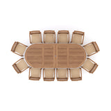 Giant Teak Oval Set 200cm-300cm Extending Table with 12 Henley Stacking Chairs