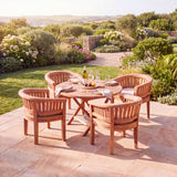 Teak Set 120cm Round Folding Spiral Table (4 San Francisco Chairs) - Elegant Teak Outdoor Dining Set - UK and Ireland garden setting - image 1