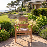2 x Teak Garden Oxford Stacking Chairs (Cushions Included): Refined, Space-Smart Seating For Outdoor Dining - UK and Ireland garden setting - image 2