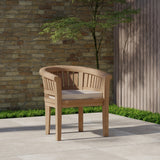 Set da pranzo in teak composto da un tavolo rotondo Maximus da 180 cm con 4 sedie San Francisco e 2 panche San Francisco – Set da pranzo da giardino contemporaneo in teak