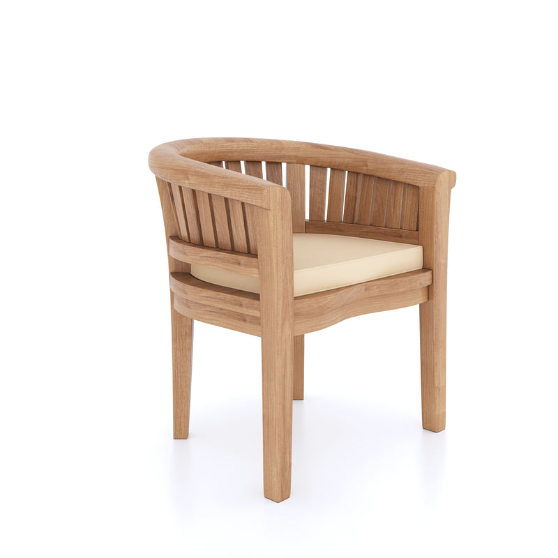 Conjunto de muebles de jardín de teca, mesa Sunshine de 2 m, tablero de 4 cm (con 6 sillas San Francisco), cojines incluidos.