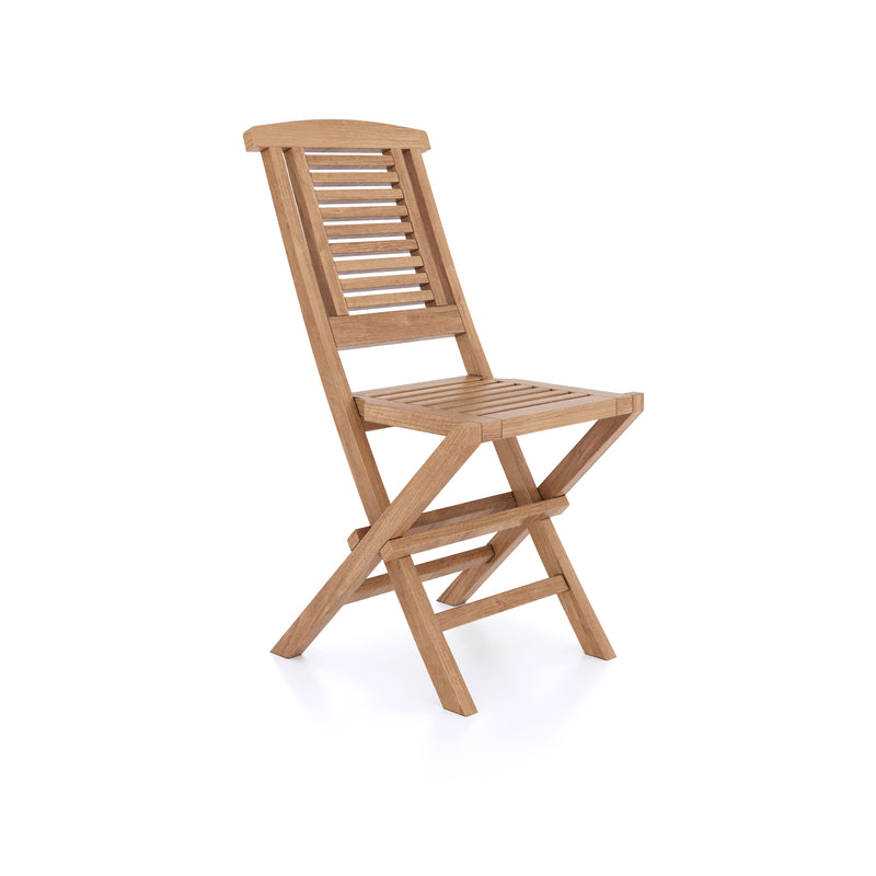 Teak tuinmeubilair 120 cm ronde zonneschijn vouwtafel 6 opvouwbare stoelen inclusief kussens.