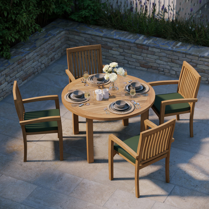 Teakholz Gartenmöbel-Set – fester runder Gartentisch Maximus 120 cm mi